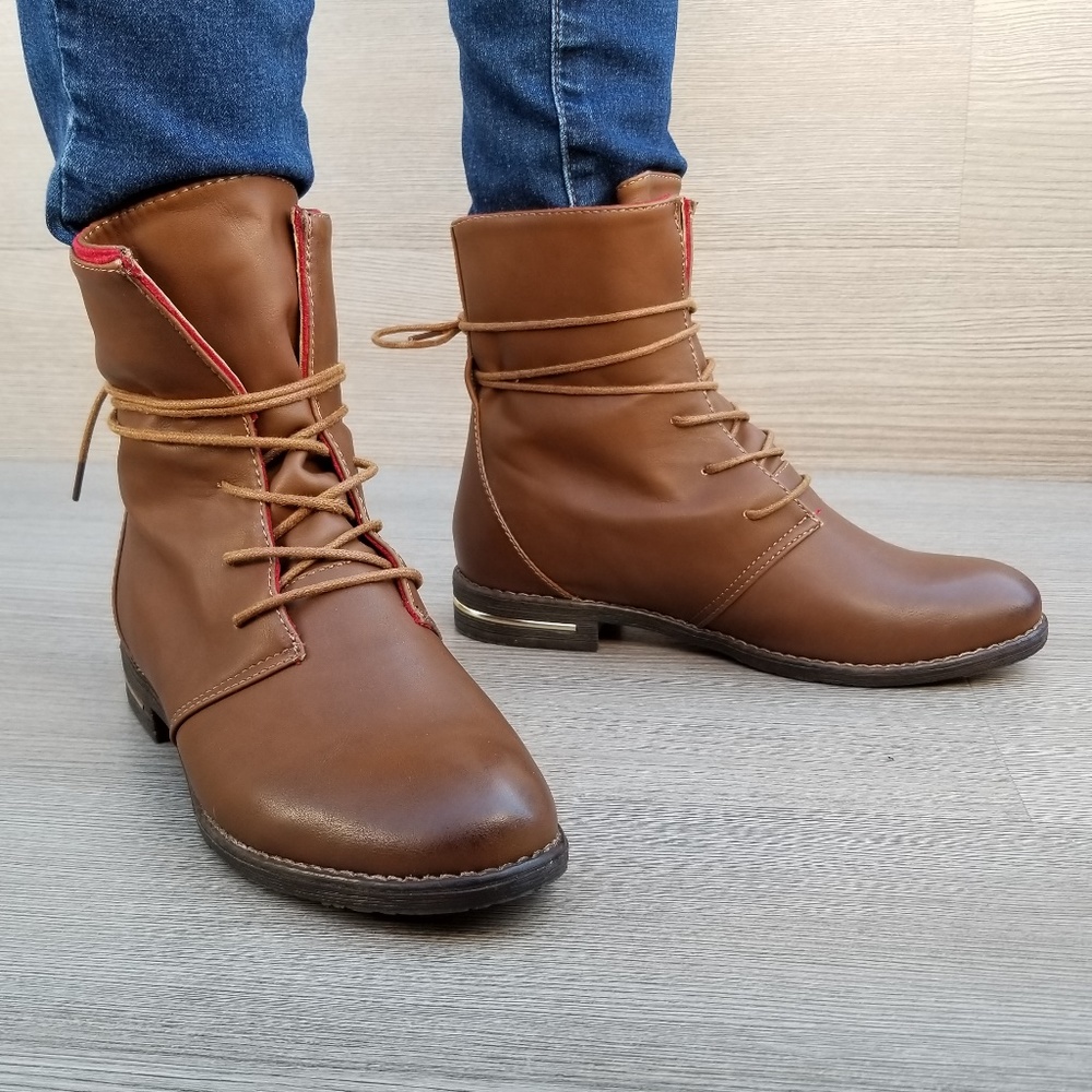 Boho-Chic Style Ankle Boots Tie Around Laces-F - Picture 6 of 8